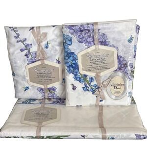 Vintage | Christian Dior | Wamsutta | Double Sheet Set | Floral Larkspur | NEW